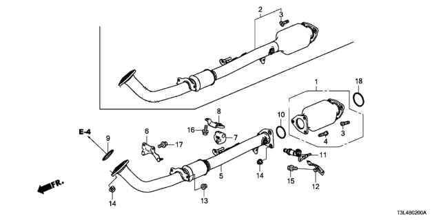2013 Honda Accord Pipe A, Exhaust Diagram for 18210-T2F-A21