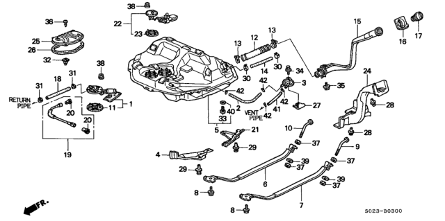 1996 Honda Civic 2 Door EX (ABS) KA 5MT Fuel Tank Diagram 1