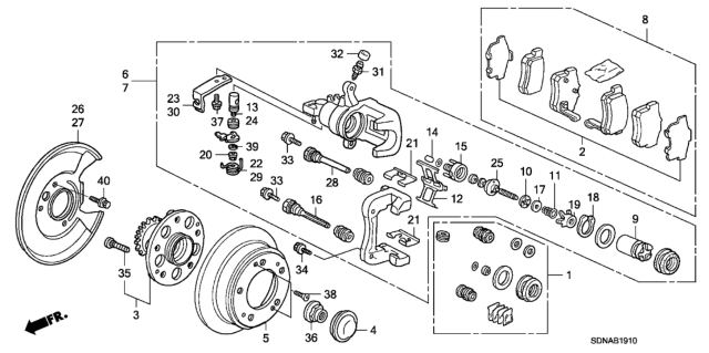 2007 Honda Accord Rear Brake (Disk) Diagram