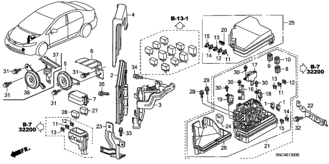 2009 Honda Civic Fuse A, Multi Block (100A/70A) Diagram for 38231-SDA-A01