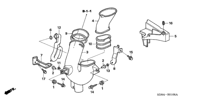 2005 Honda Accord Tube, Side Branch Diagram for 17281-RCA-A20