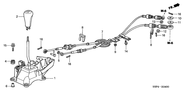 2001 Honda Civic Knob, Change Lever *NH1L* (BLACK) Diagram for 54102-S5A-003ZA