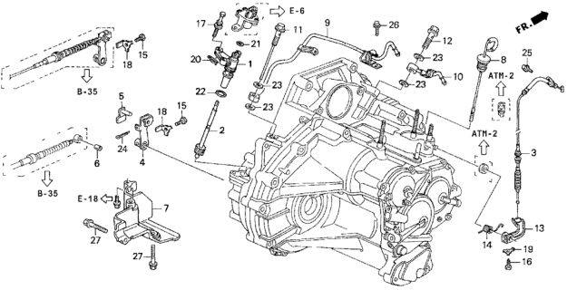 1997 Honda Odyssey AT Control Lever (2.2L) Diagram