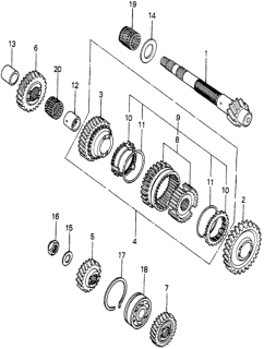 1982 Honda Prelude 5MT Countershaft  - Countershaftgears Diagram