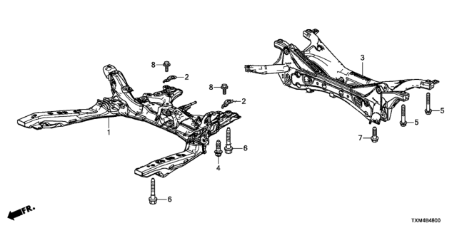 2020 Honda Insight Front Sub Frame - Rear Beam Diagram