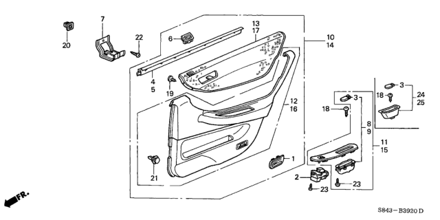 1998 Honda Accord Lining Assy., L. RR. Door *YR169L* (MILD BEIGE) Diagram for 83750-S87-A01ZC