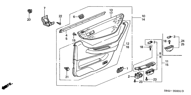 1998 Honda Accord Rear Door Lining Diagram