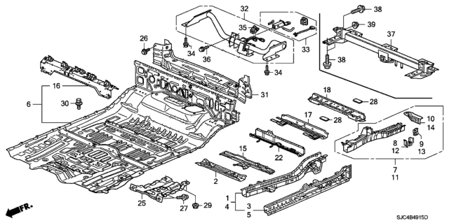 2007 Honda Ridgeline Crossmember D, Floor Middle Diagram for 65740-SJC-A00ZZ