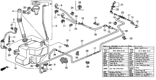 1994 Honda Accord Nozzle, Driver Side Windshield Washer (Malachite Green Pearl) Diagram for 76815-SV1-A02ZA