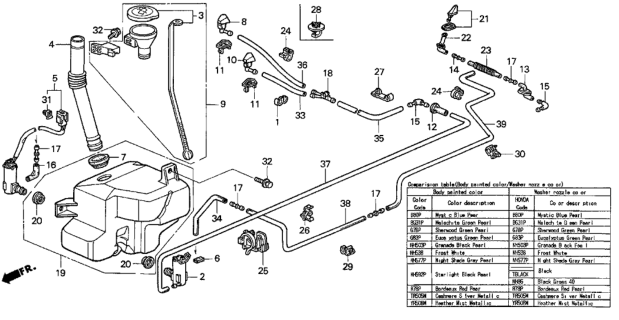 1996 Honda Accord Windshield Washer Diagram