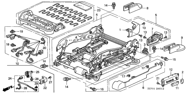 2003 Honda Accord Front Seat Components (Driver Side) (8Way Power Seat) Diagram