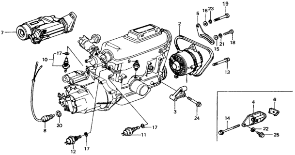 1975 Honda Civic 2 Door ** (1500) KA HMT Starter - Alternator - Sensor Diagram