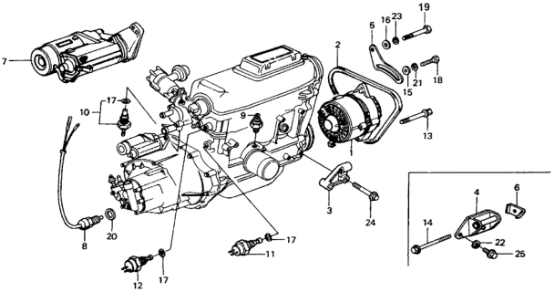 1975 Honda Civic Bracket, Alternator Diagram for 31113-657-010