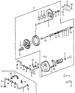 1985 Honda Accord Clamp, Master Power Tube & Hood Wire Diagram for 46407-SD7-671