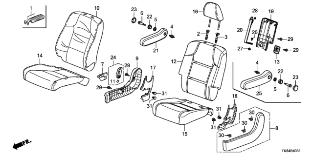 2016 Honda Odyssey Middle Seat (Passenger Side) Diagram