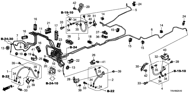 2019 Honda Clarity Electric Clip, Brake Pipe Diagram for 46391-TF0-003