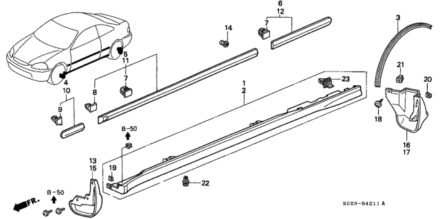 1997 Honda Civic Protector, R. FR. Fender *NH583M* (VOGUE SILVER METALLIC) Diagram for 75301-S04-A11ZD