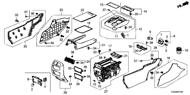 2021 Honda Passport Ashtray A*NH900L* Diagram for 77700-TK8-Y00ZC