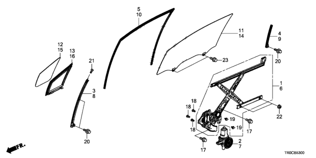 2014 Honda Civic Seal, L. FR. Door Quarter Diagram for 73375-TS6-H01