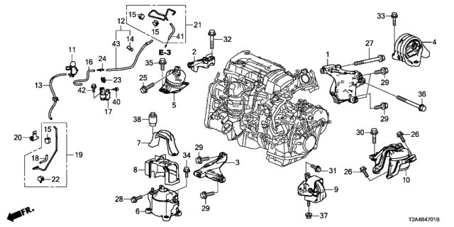 2015 Honda Accord 4 Door LX KL CVT Engine Mounts (L4) (CVT) Diagram