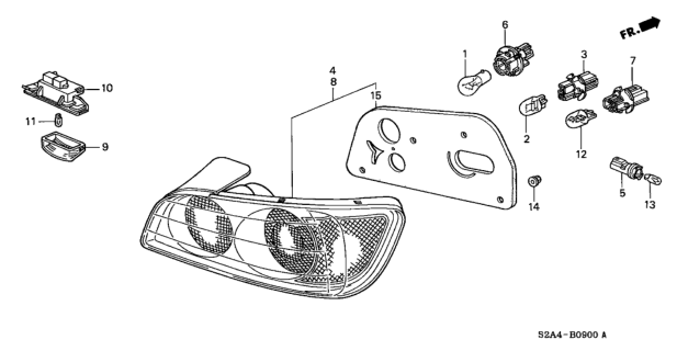 2000 Honda S2000 Lamp Unit, L. Tail Diagram for 33551-S2A-A01