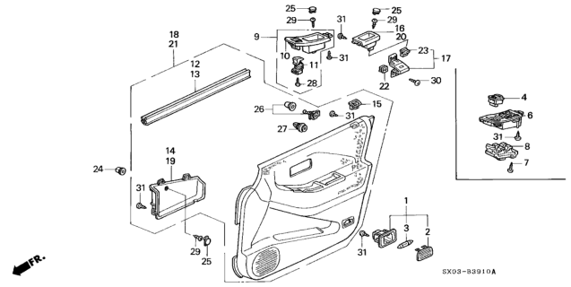 1998 Honda Odyssey Cap, Lining *G49L* (LIGHT FERN GREEN) Diagram for 90693-SG0-000ZR