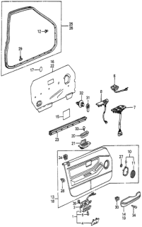 1984 Honda Accord Armrest, Left Front Door (Dew Blue) Diagram for 75833-SA5-003ZG