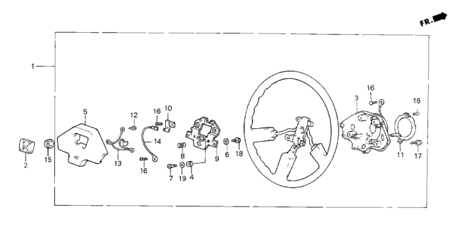 1986 Honda CRX Emblem, Steering Wheel (Black) (Nippon Purasuto) Diagram for 53122-SB2-003ZA