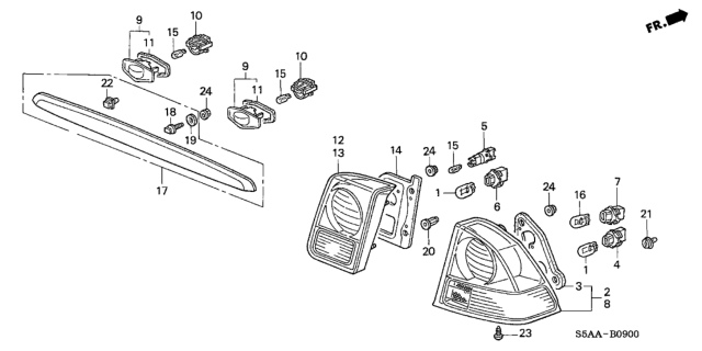 2004 Honda Civic 4 Door EX KA 5MT Taillight - License Light Diagram