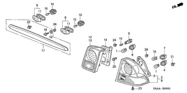 2004 Honda Civic Lamp Unit, L. Diagram for 34156-S5B-A01