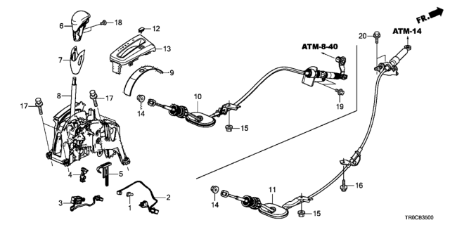 2014 Honda Civic Escutcheon Set, Select Lever (Gloss One Black) Diagram for 54721-TR6-A53ZA