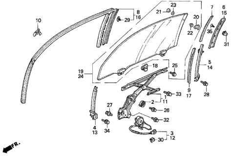 1994 Honda Prelude Door Window Diagram