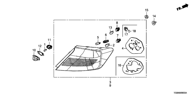 2012 Honda Civic Taillight - License Light Diagram