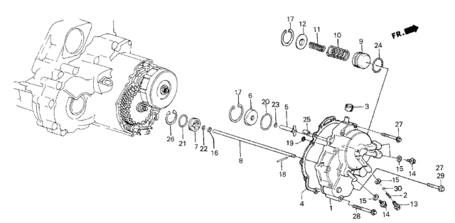 1987 Honda CRX 2 Door DX KA 4AT 4AT Right Side Cover Diagram