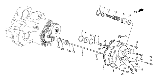 1986 Honda CRX 4AT Right Side Cover Diagram