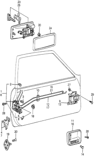 1980 Honda Prelude Lock Assembly, Passenger Side Door Diagram for 75410-692-673