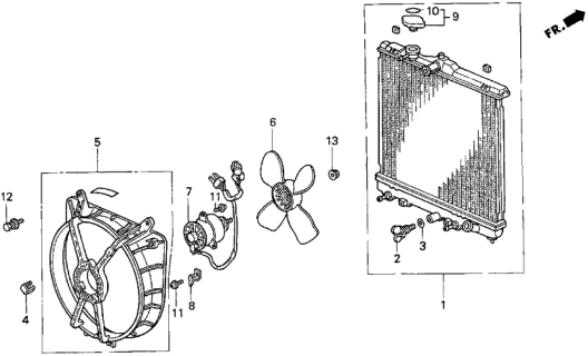 1996 Honda Del Sol Radiator (Denso) Diagram