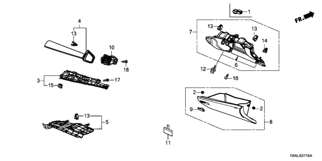 2021 Honda Civic Instrument Panel Garnish (Passenger Side) Diagram