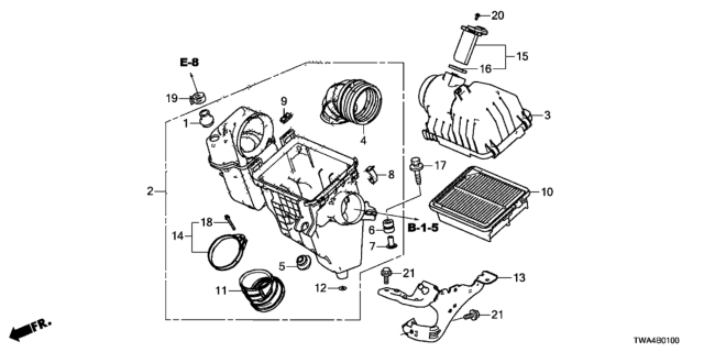 2018 Honda Accord Hybrid Cover, Air Cleaner Diagram for 17210-6C1-A00