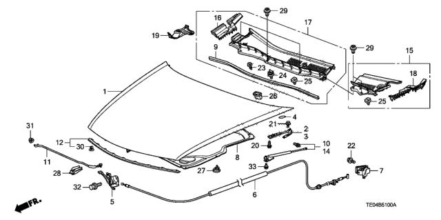 2008 Honda Accord 2 Door EX KA 5MT Engine Hood Diagram