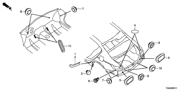 2012 Honda Accord 4 Door EX KA 5MT Grommet (Rear) Diagram