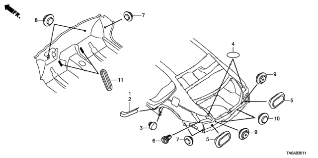 2012 Honda Accord Grommet (Rear) Diagram