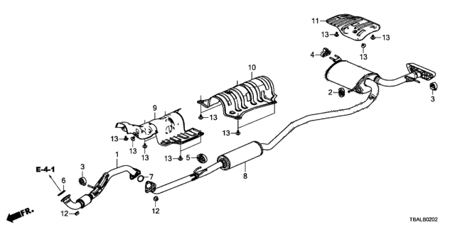 2020 Honda Civic Pipe A, Exhaust Diagram for 18210-TBA-A01