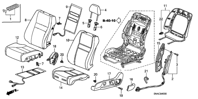 2011 Honda Civic Front Seat (Driver Side) Diagram