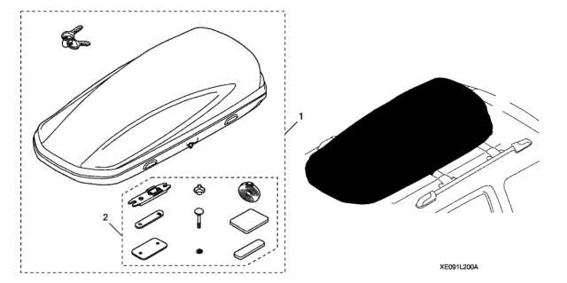 2021 Honda Passport Roof Box - Medium (Black) Diagram