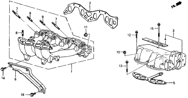 1985 Honda CRX Emblem, In. Manifold (Pgm-Fi) Diagram for 17113-PE2-300