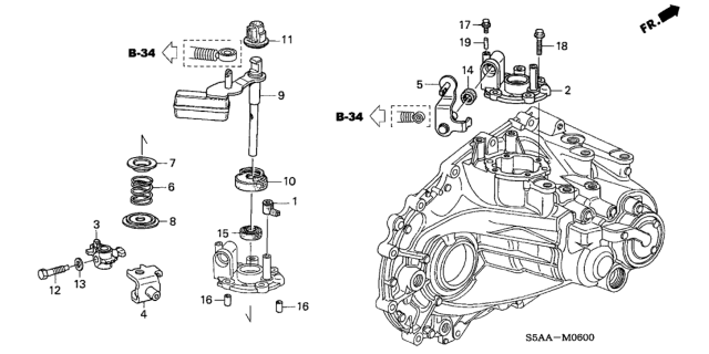 2004 Honda Civic MT Shift Arm - Shift Lever Diagram