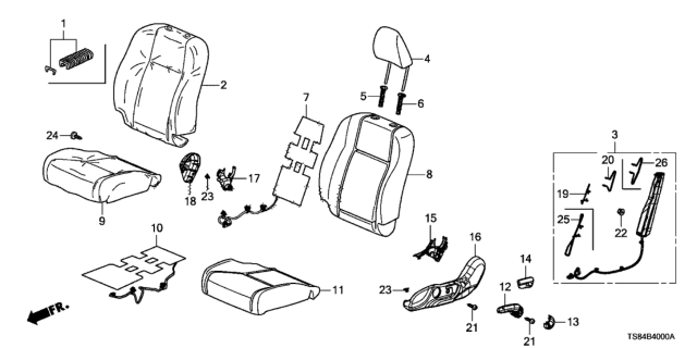 2015 Honda Civic Cover, Left Front Seat Cushion Trim (Mono Gray) (Leather) Diagram for 81531-TS8-L71ZE