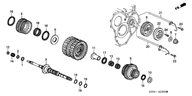 2000 Honda Accord AT Mainshaft Diagram