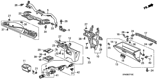 1993 Honda Civic 4 Door EX (ABS) KA 5MT Instrument Panel Garnish Diagram